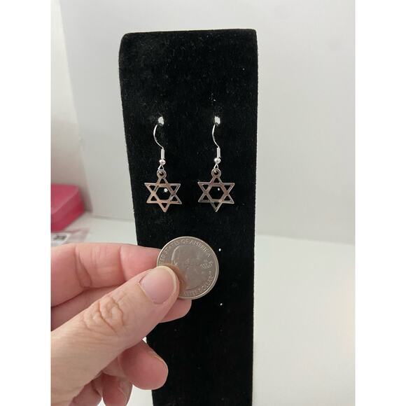 Star of David earrings silver tone - Picture 2 of 4